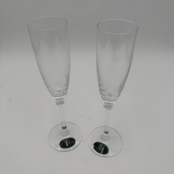 Ralph Lauren Champagne Toasting Flutes Vows Blown Glass 9" Love Knot Set of 2 - Picture 3 of 5